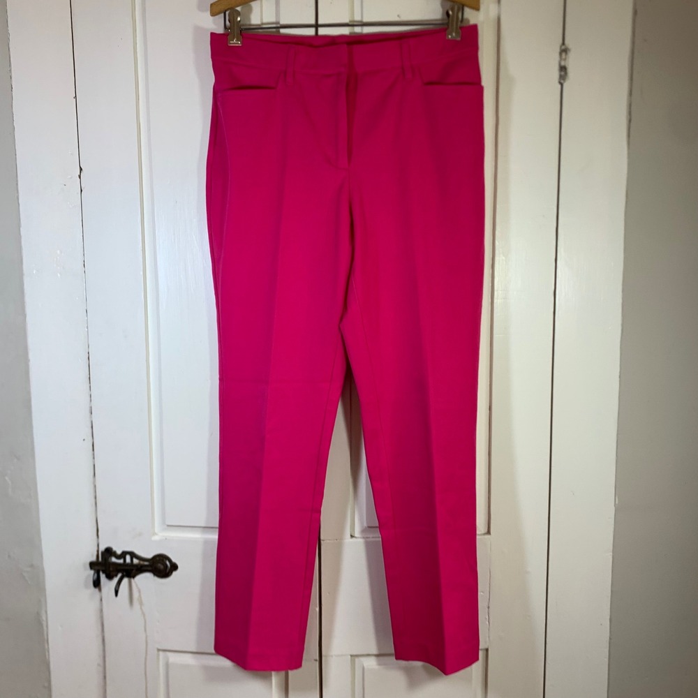 Isaac Mizrahi Live! 24/7 Stretch Hot Pink Straight Leg Pants Womens 8 Maximalist